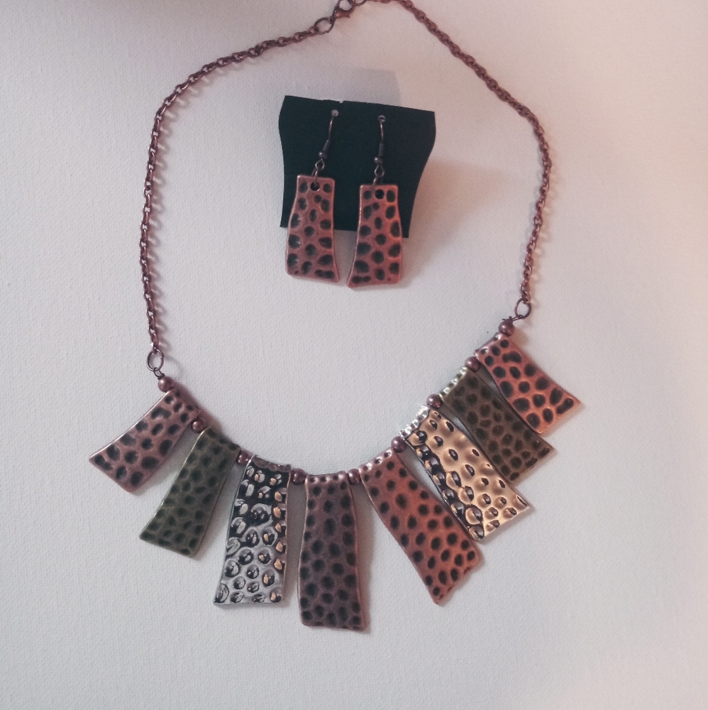 Tribal Necklace Earring Set (Reversible)